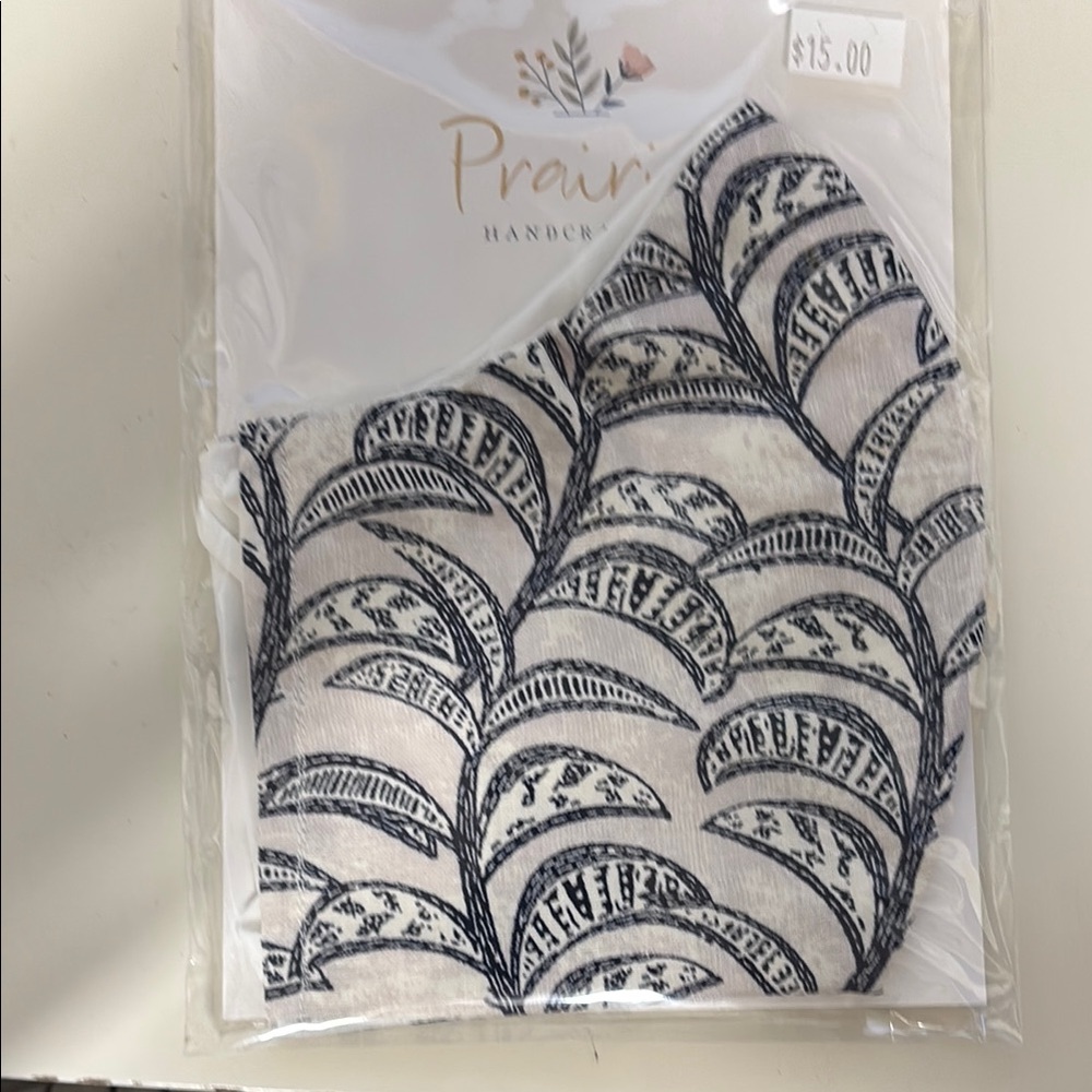 White & Navy Patterned Women’s Handkerchief